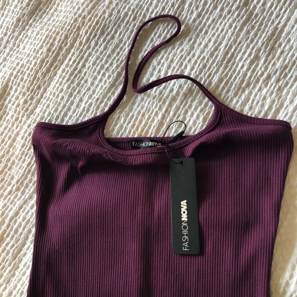 FASHION NOVA - Amari Snatched Jumpsuit Plum Color Size L. N.W.T. $ 20.00 - Picture 3 of 7